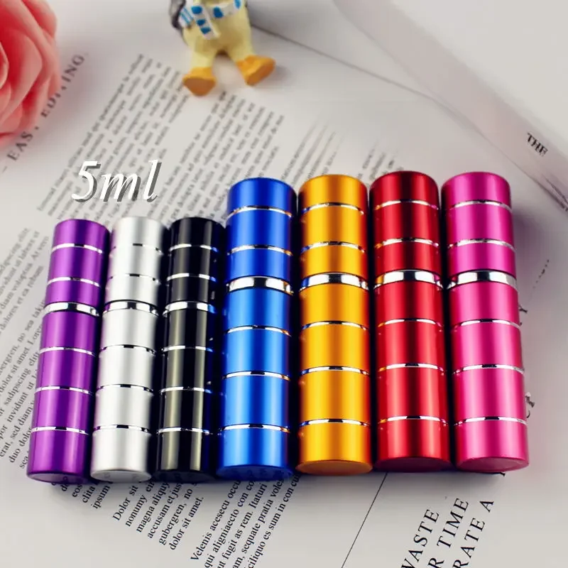 Atomiseur de parfum en aluminium de voyage, vaporisateur en verre, bouteille vide rechargeable avec ligne, pulvérisateur métallique Portable, 5ML, 10ML, 1 pièce
