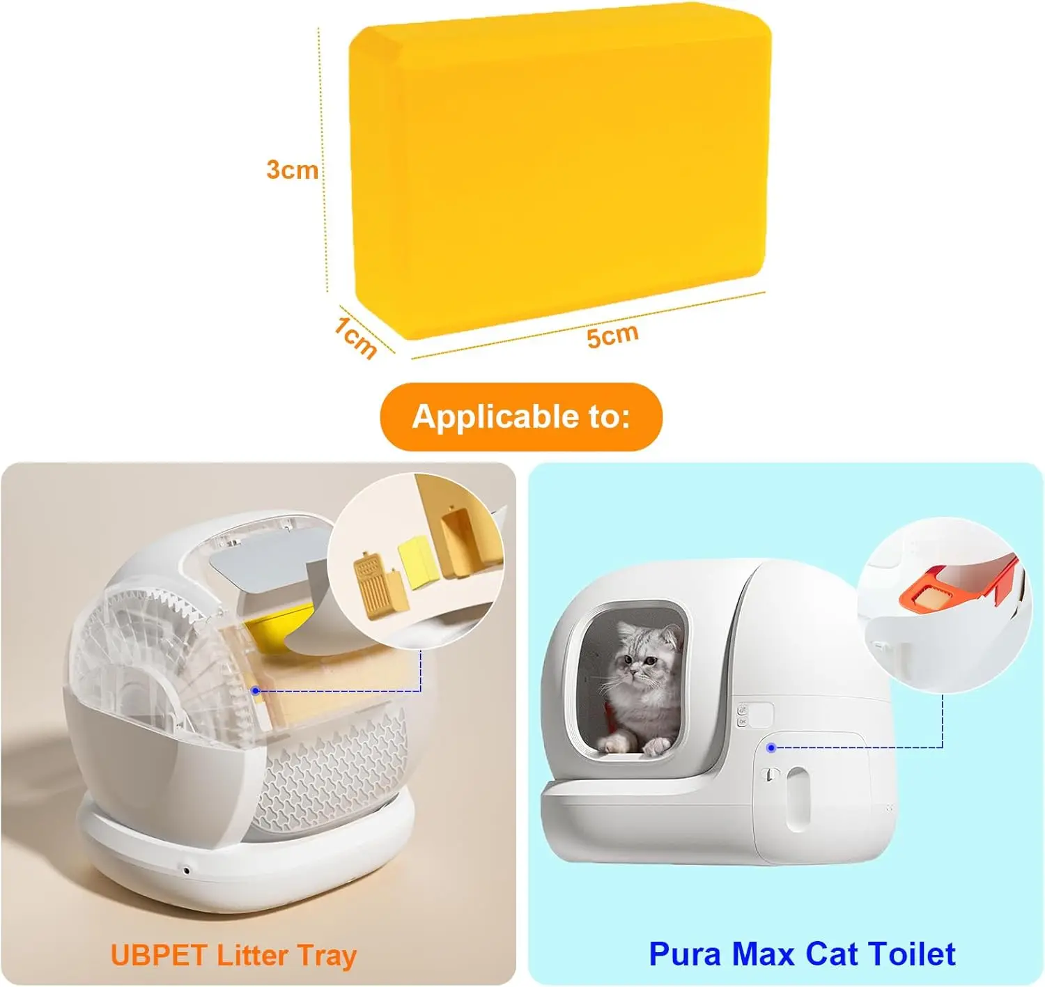 UBPET 3 Piece Odour Eliminator for PURA MAX Self Cleaning Cat Litter Tray and UBPET Automatic Litter Box, Cat Urine Excrement