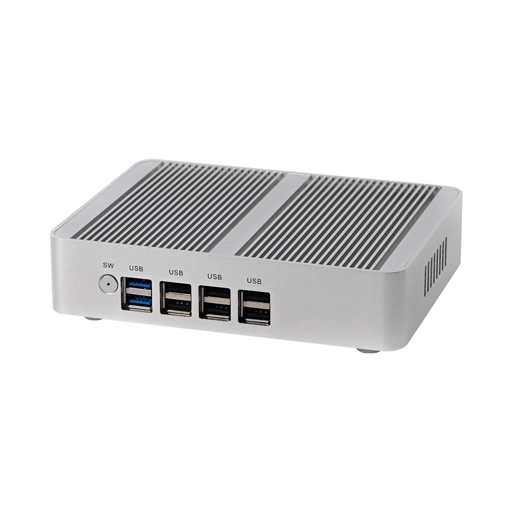 Fanless Mini PC, ABM34, Intel N100, Desktop Computer, HTPC, Kodi Box, Windows 11 Pro,8 x USB, 2 x LAN, DP, 2 x HDMI