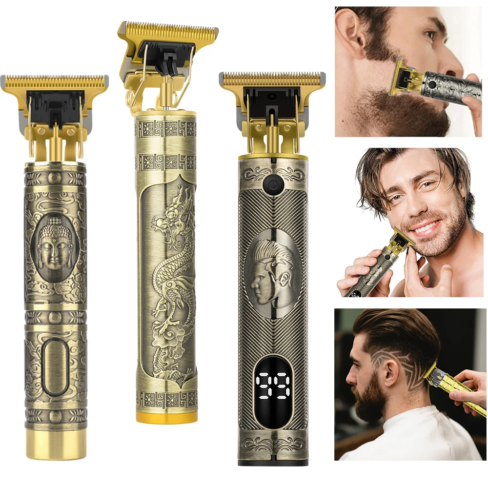 Cordless T9 Hair Trimmer for Men USB Fast Charging Electric Shaver Vintage Barber Clipper Portable Beard Hair Cutting Machine