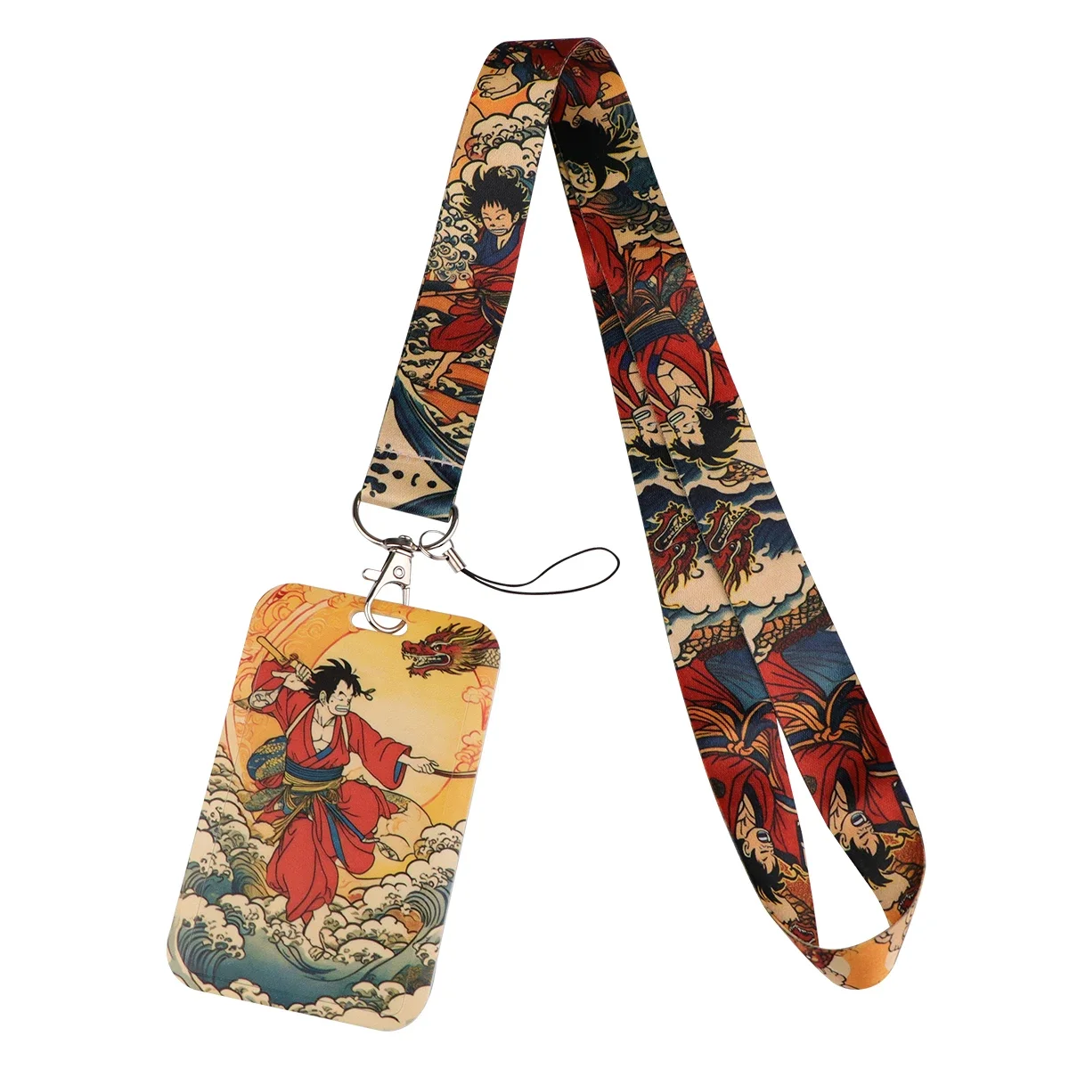 Japanese Anime Waves Lanyard Card Holder Cool Neck Strap for Key ID Card Phone Straps Badge Holder Cosplay Accessories Toys