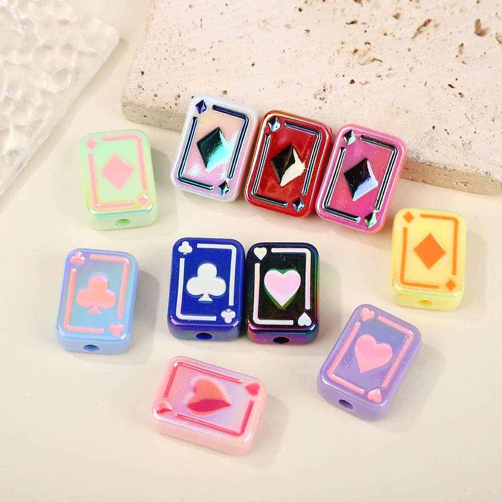 Z52 Fashion 5pcs Acrylic Color Playing Card UV Square DIY Handmade Jewelry Poker Beads Materials and Accessories Wholesale