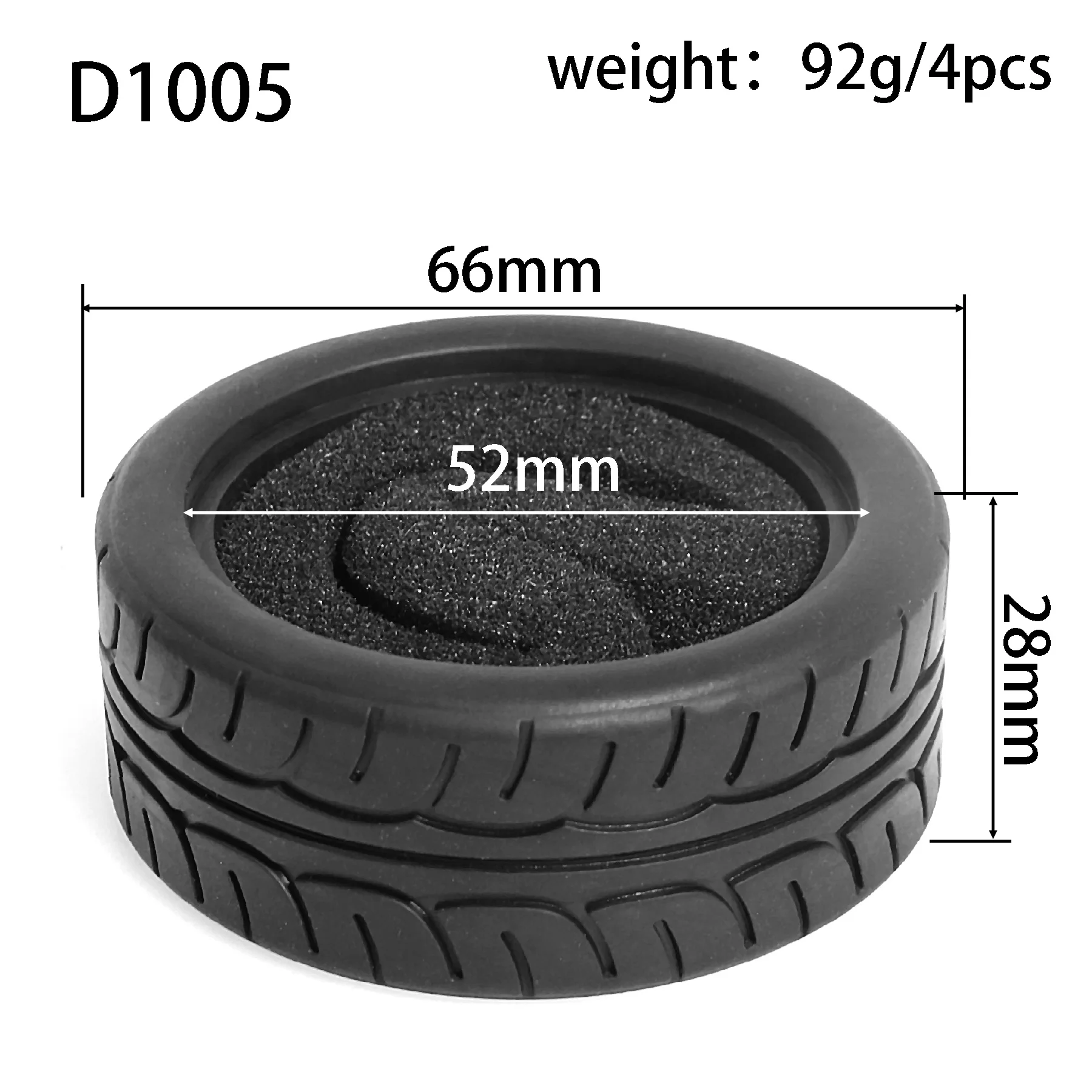 1:10 On-Road-Rennreifen 63–68 mm, Hot-Melt-Gummi mit hohem Griff, abriebfest für HSP Tamiya HPI – Detail 4