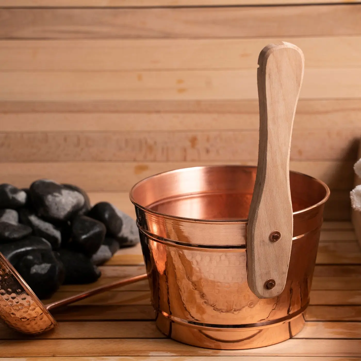 Copper Sauna Bucket and Ladle Set %100 Solid Copper | Handmade Spa Accessories | Hammam Copper Bathroom Accessories