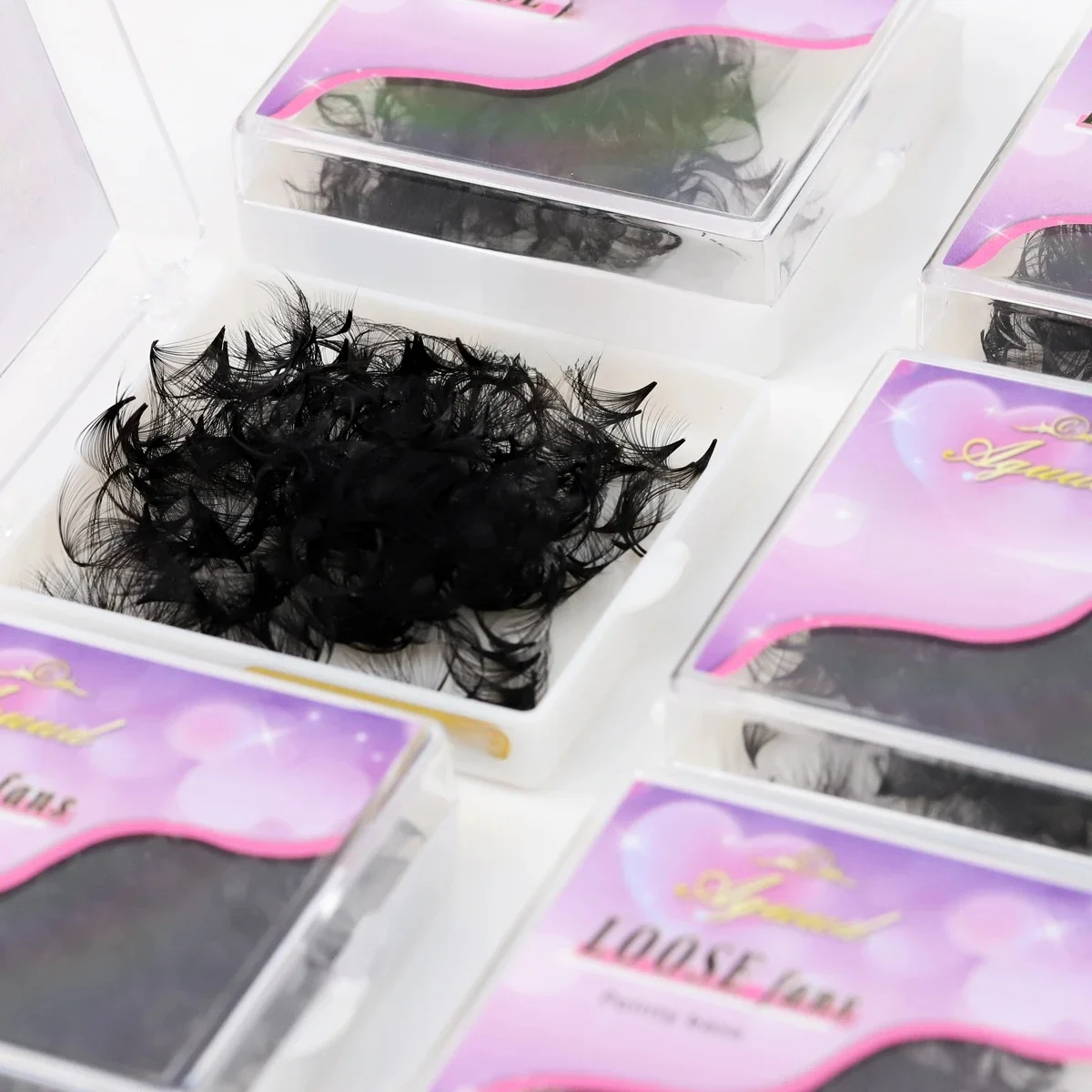 AGUUD Alle Größen 3D-40D Lose Fächer-Wimpernverlängerungen Mega-Volumen-Fächer Spitze Basis Vorgefertigter Fächer-Blumenstrauß Professionelle Make-up-Wimpern