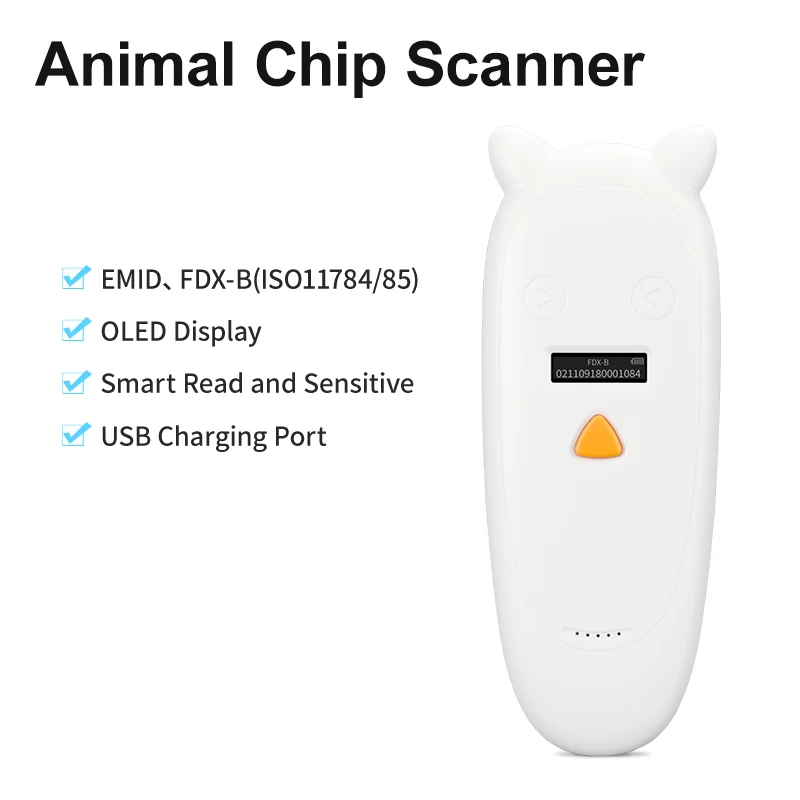 Animal Ear Tag Microchip Scanner EMID FDX-B ISO11784/85 Chip Transponder 134.2KHz Portable Pet ID Reader for Dog Cat