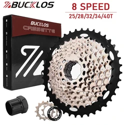 BUCKLOS bicycle cassette 8 speed MTB cassette K7 Road Bike Freewheel 25T 28T 32T 34T 40T 8V Bike Cassettes Flywheel For HG