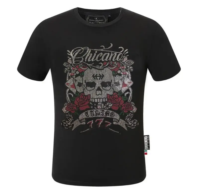 Hot sale Men Designer Rhinestone tshirt New High Quality Fashion Casual Man tshirt