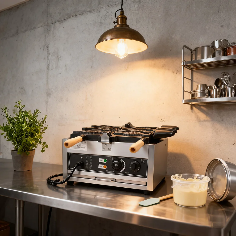 صانع Taiyaki التجاري 3 قطعة على شكل سمكة آيس كريم كعكة الوافل مخروط آلة وجبة خفيفة معدات طعام الشارع غير لاصقة 220 فولت 110 فولت