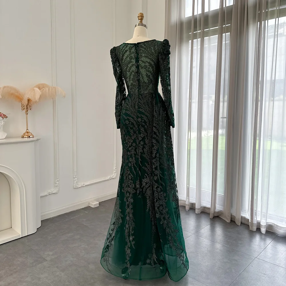 Sharon Said Dubai Schwer Kristallverziertes Übergrößen-Meerjungfrauenkleid in Braun mit Überrock für Damen, Formelles Abendkleid SS127 Maßanfertigung – Detail 25