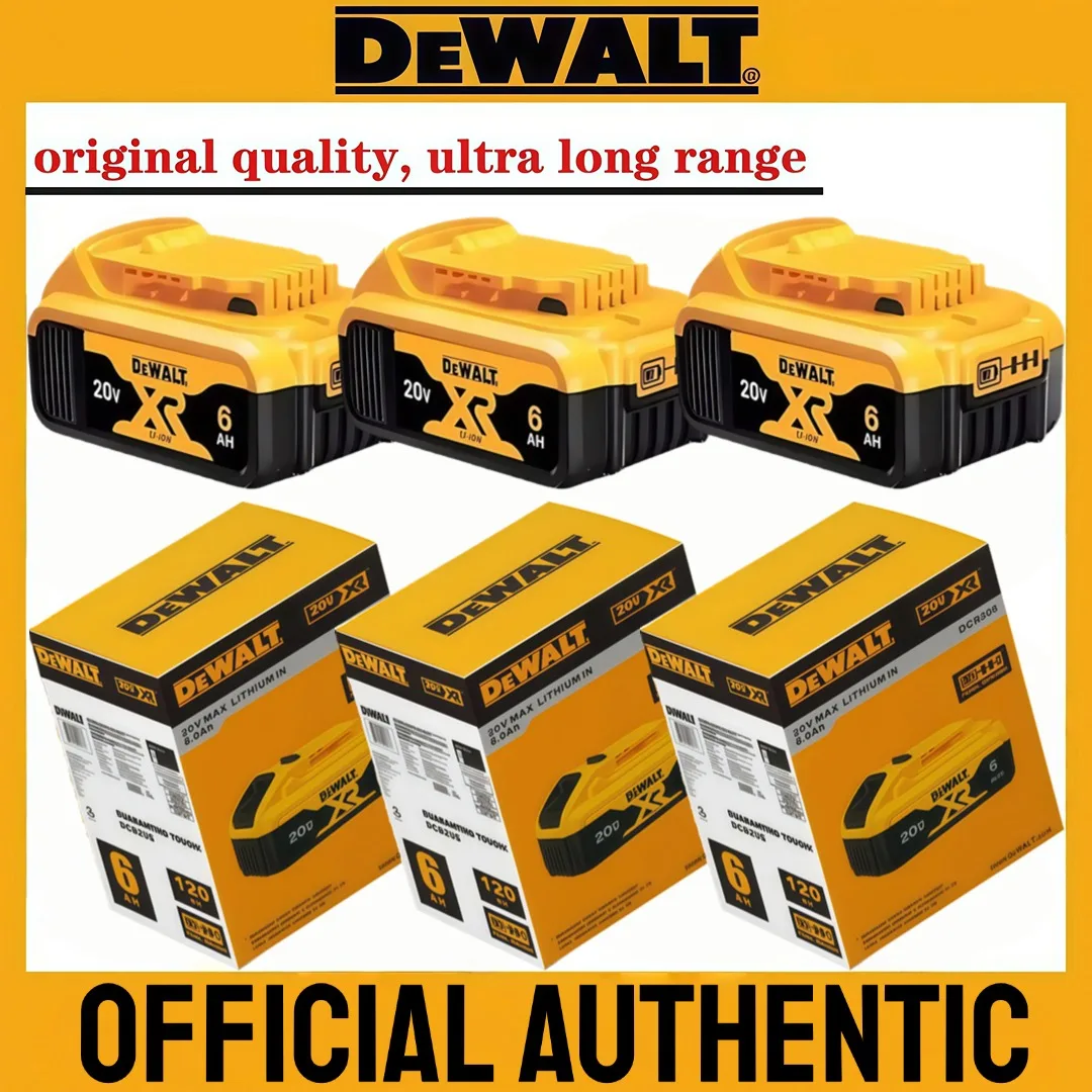 Dewalt 100% original DEWALT 20V 6.0Ah rechargeable tool battery DCB200 DCB201 DCB206 20v 6AH .For De