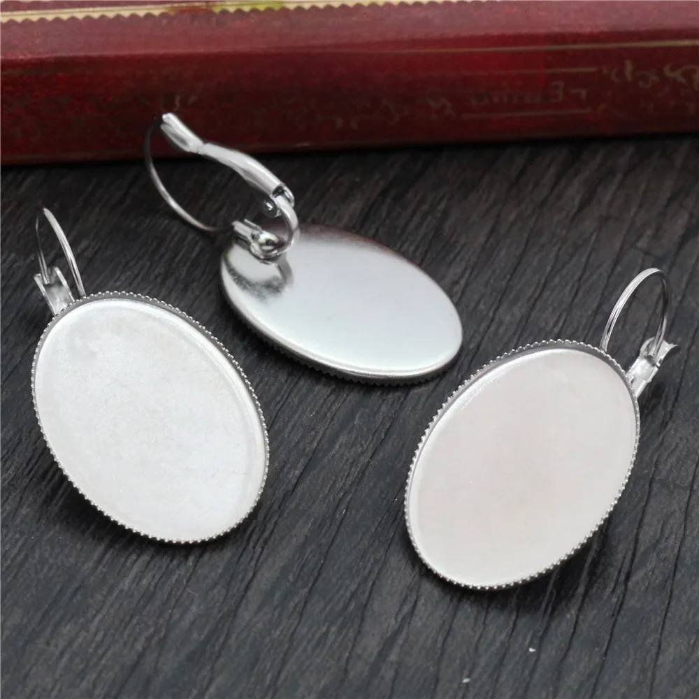 18x25mm 13x18mm 10 sztuk ze stali nierdzewnej francuski dźwignia powrót kolczyki puste/Base,Fit 18x25mm owalne szkło cabochons; Ramki na kolczyki — zdjęcie 2