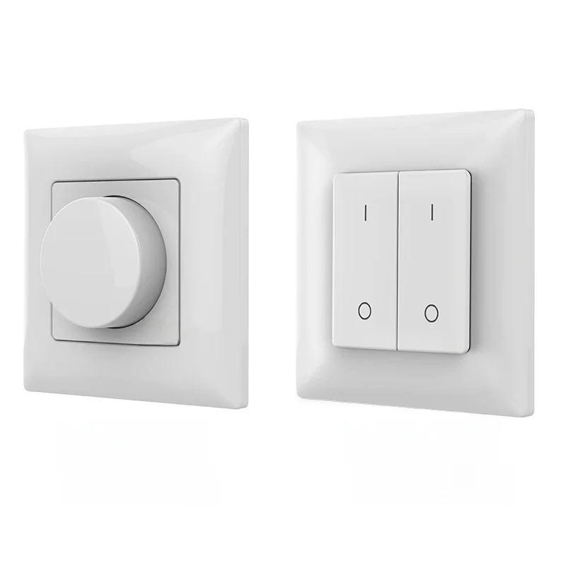 PK1 1 Zone RF Draadloze Draaiknop Paneel Afstandsbediening/PF1-2 RF 2.4G Wandmontage Paneelschakelaar 4-Knops Afstandsbediening voor Enkelkleurige LED Dimmer - afbeelding 2