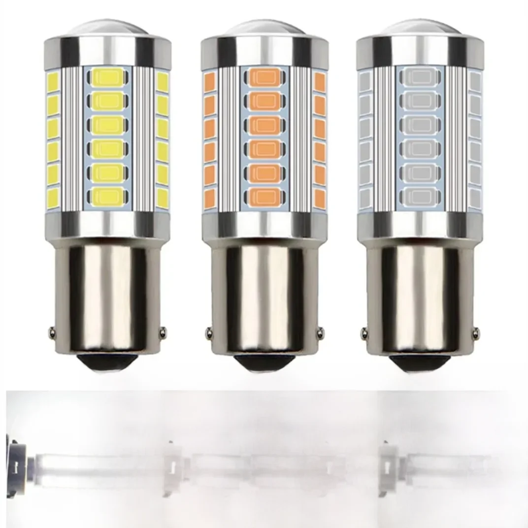 2 STKS PY21W P21/5 W 1156 Ba15s 1157 Bay15d Voor Auto Led-lampen Richtingaanwijzer 12 V 33SMD 7000 K Wit Rem Achteruit Inparkeren Lampen - afbeelding 2