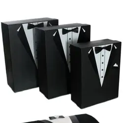 4 Pieces Kraft Gift Box Chest Groom Bundle Set Wedding Engagement Packaging Special Decoration Different Design Party Set Black