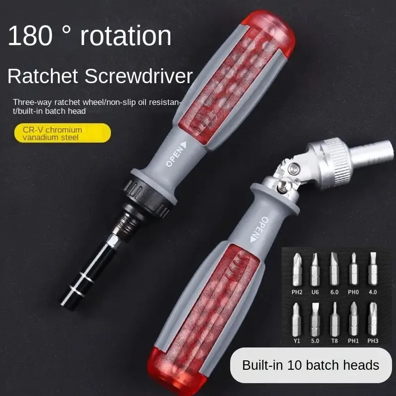 

10 In 1 S2 Material Hidden Screwdriver Head Multi Angle Corner Capable Multifunction Screwdriver Set Household Repair Tool