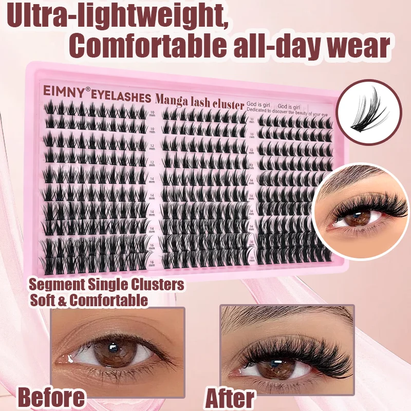 EIMNY 300 Stück Spiky Wheat Ear Falsche Wimpern Lazy Three-Step Little Devil 30-Reihen Großpackung Manga Wimpern-Set Festivalgeschenke – Detail 4