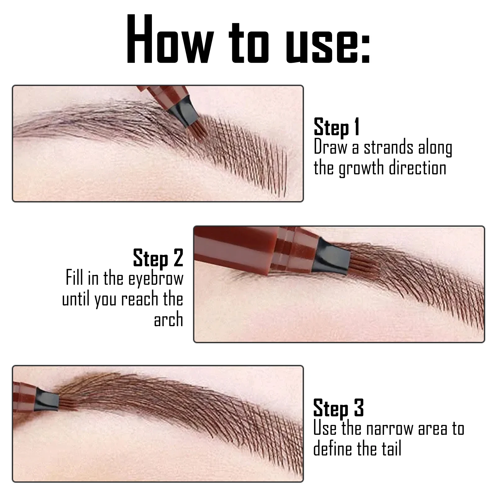 EELHOE Multi couleur 4 fourchettes stylo à sourcils naturel repulpant sourcil imperméable à l'eau résistant à la sueur durable maquillage volumateur stylo à sourcils