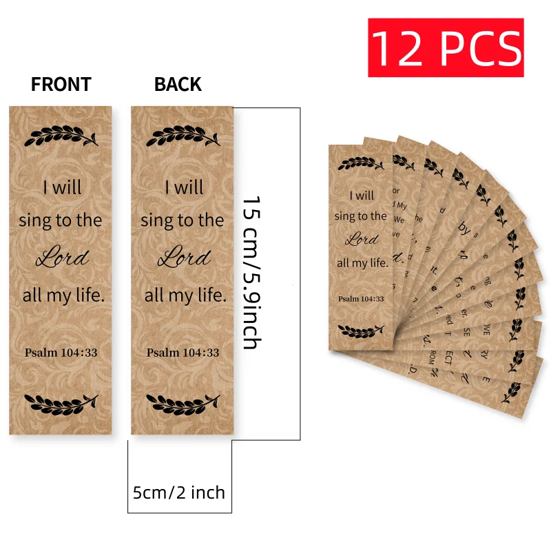 12 Pcs Vintage Scripture Bookmarks Set, Paper Bible Verse Book Marks with Inspirational Quotes, Classic Ornamental Design