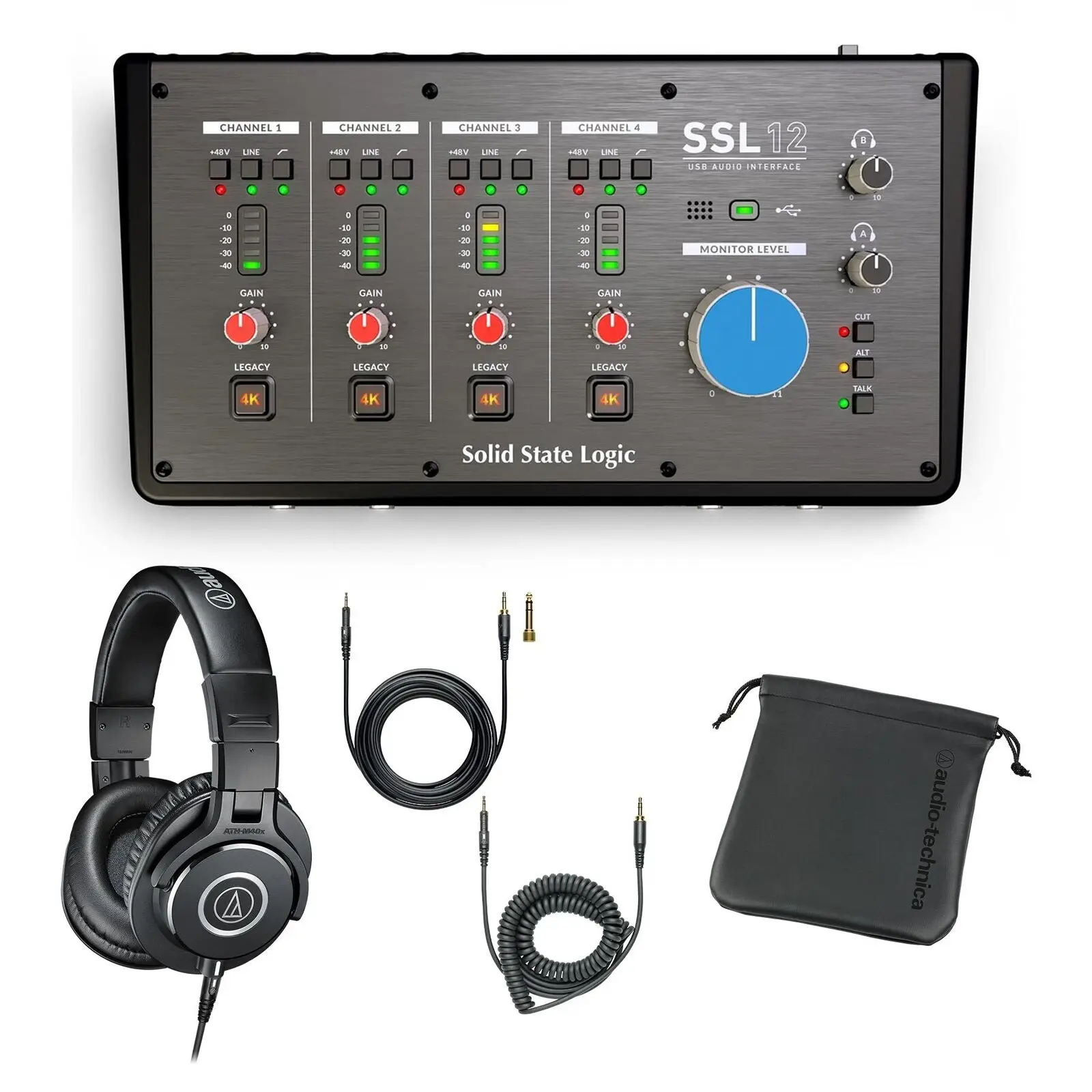 BEST SALES ORIGINAL SSL SSL 12 USB-C Audio Interface Bundle with Audio-Technica ATH-M40x Headphones