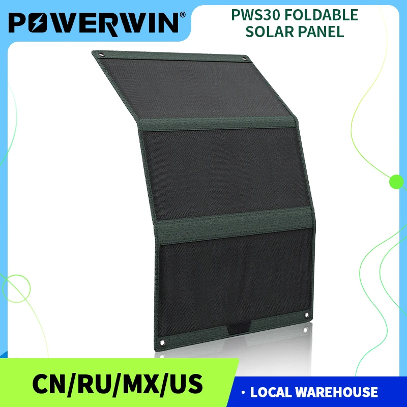 POWERWIN PWS30 33W Local Stock Foldable Solar Panel  Type-C USB  IP65 Water  Soft  ETFE for Fast Charge Mobile Devices