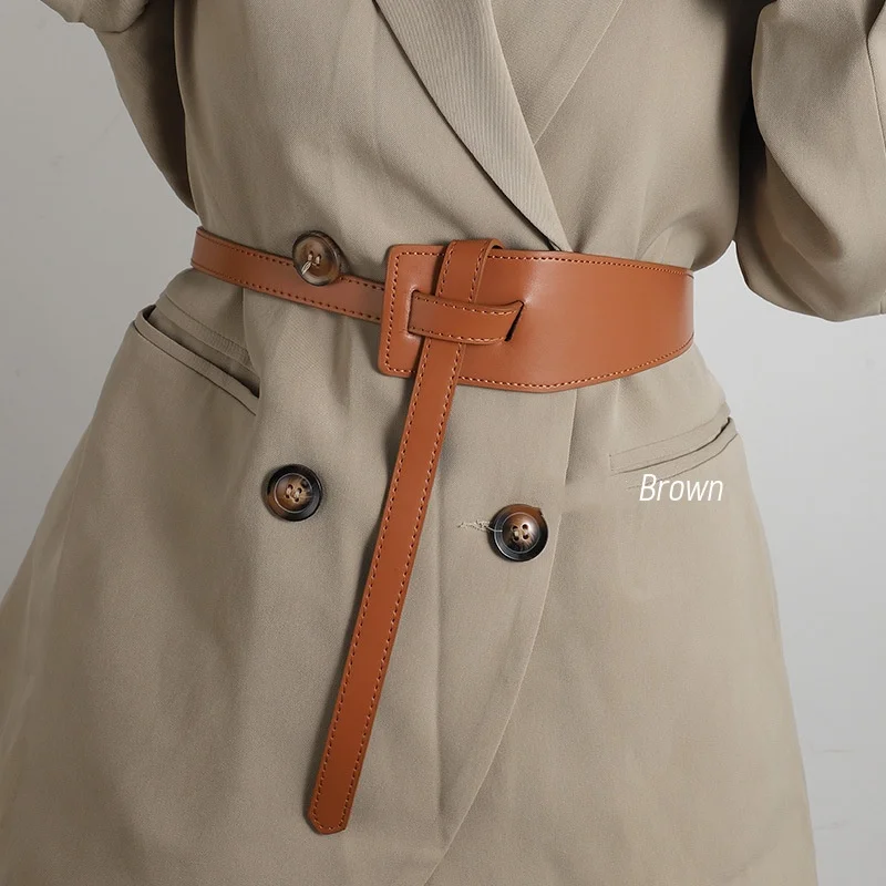 

Fashion Simple Faux Leather Women's Belt Wide Belt for Women Suit Sweater 4 Colors Decorative Belt for Suit Sweater