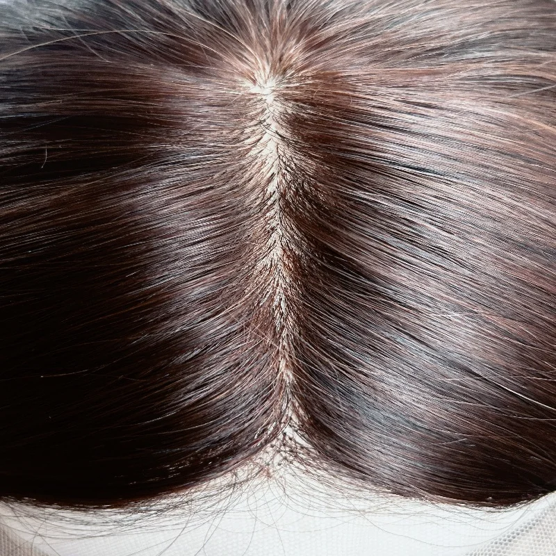 باروكة شعر بشري مموج باللون البني الذهبي على شكل حرف T، باروكة شعر بشري بقاعدة حريرية، شعر مستعار متوسط أنيق للنساء، باروكات يهودية يومية