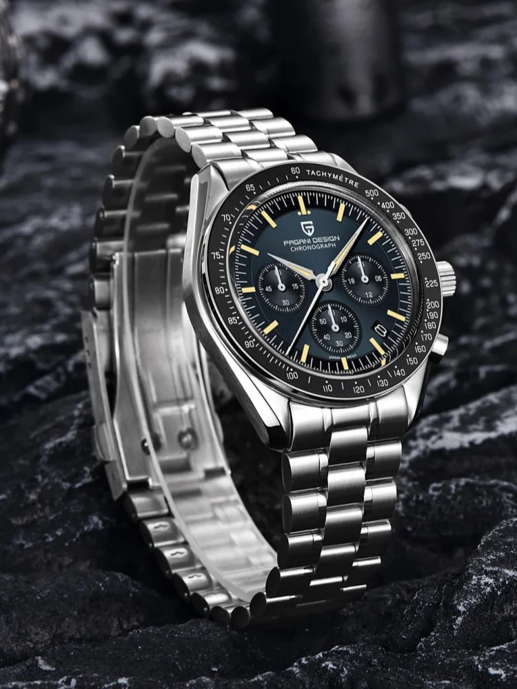 PAGANI DESIGN 2026 Quarz 500 Tachometer-Lünette Luxus-Herrenuhr 100M Wasserdicht Leuchtende Sport-Chronograph-Uhr AR-Saphirglas Japanisches Uhrwerk 316L Edelstahl-Uhr