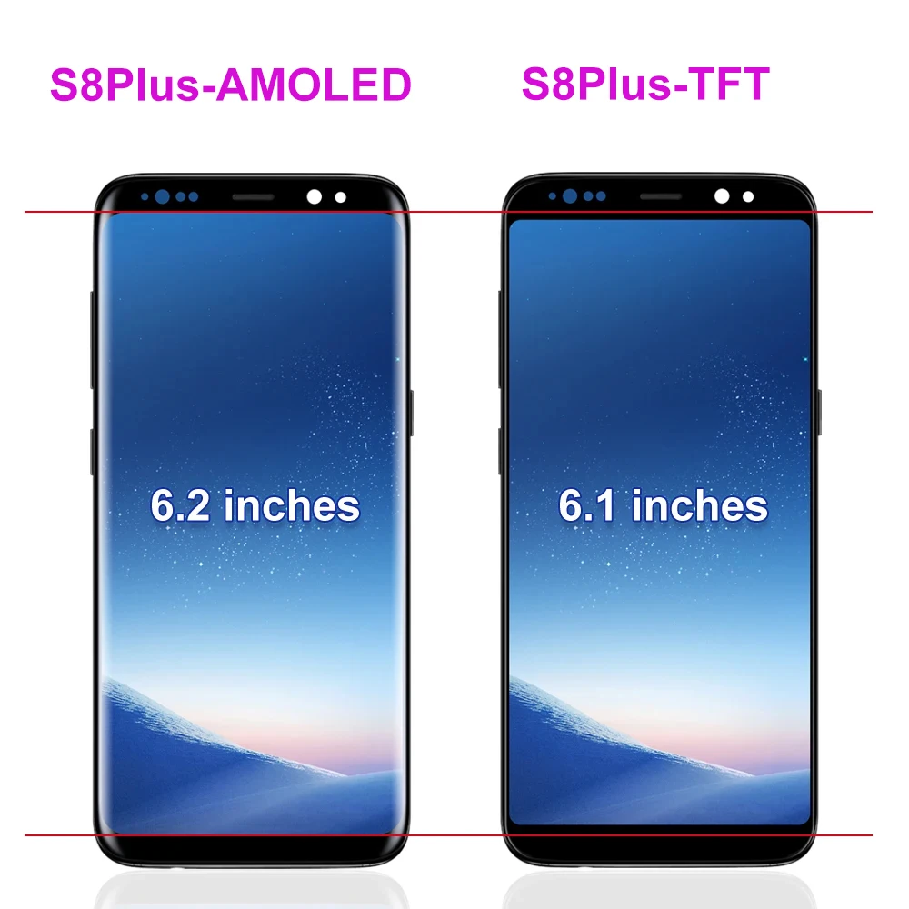 S8 Plus Super AMOLED Display Screen Replacement for Samsung Galaxy S8+ G955F G955FD Lcd DIsplay Digital Touch Screen with Frame