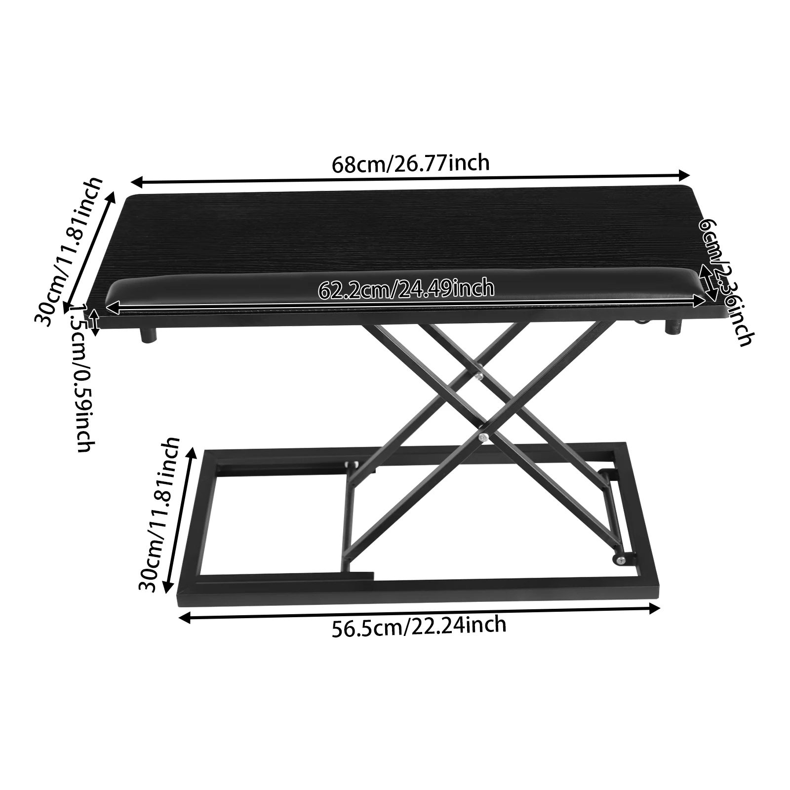 Adjustable Height Keyboard Stand, Desktop Keyboard Riser, Keyboard Stand Black Non-slip Pads for Computer Rooms, Offices, Home