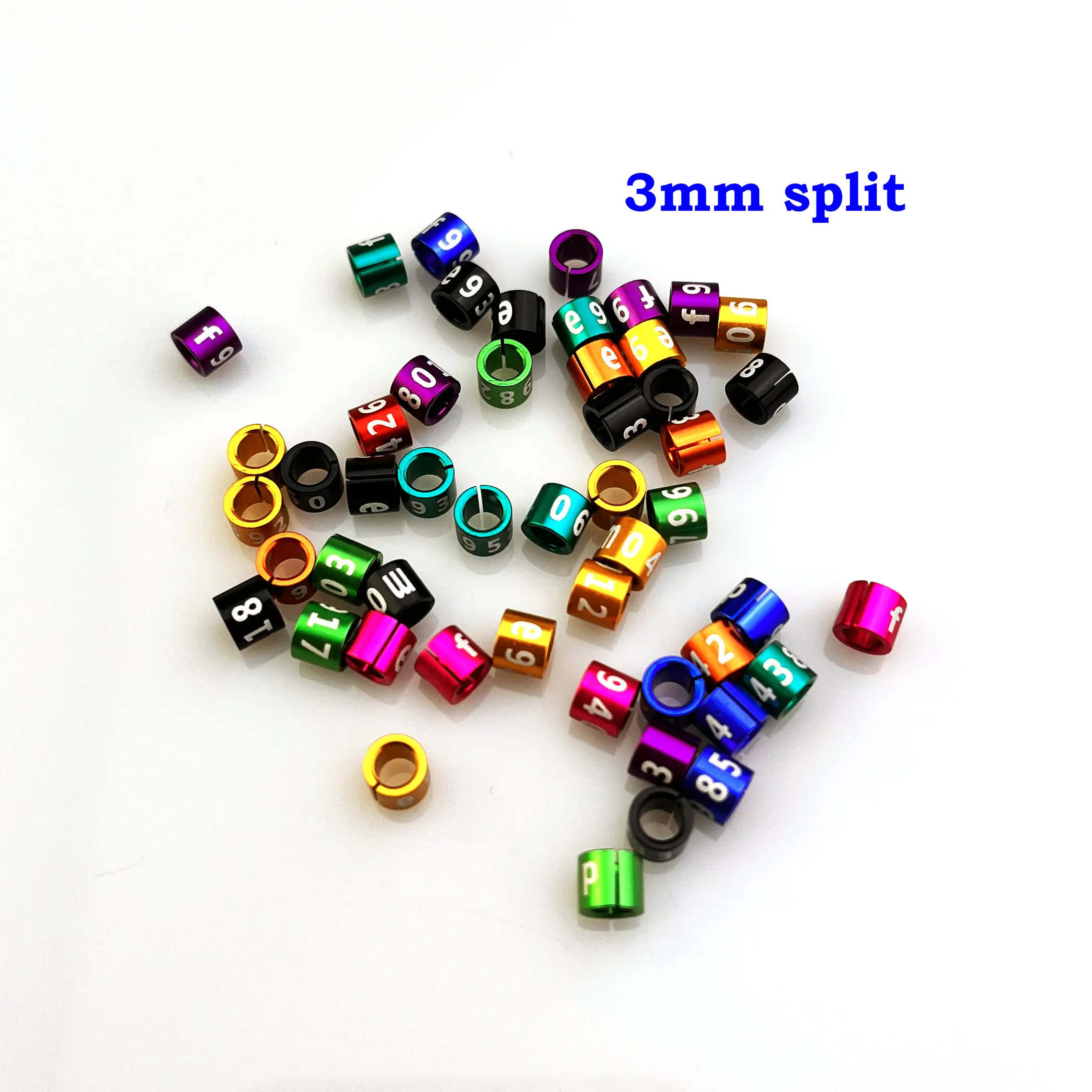 Split Bird Leg Bands, 3mm Canary Rings, Non-Custom, Random-Character, Color-Mixture, Aluminium, 25Pcs Lot