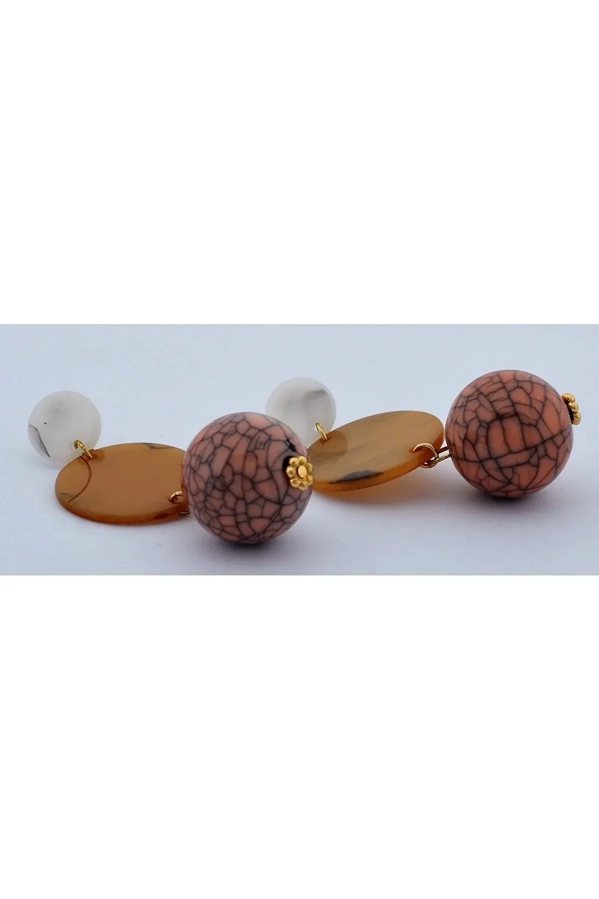 Patterned Round Stone Colored Ball Earrings