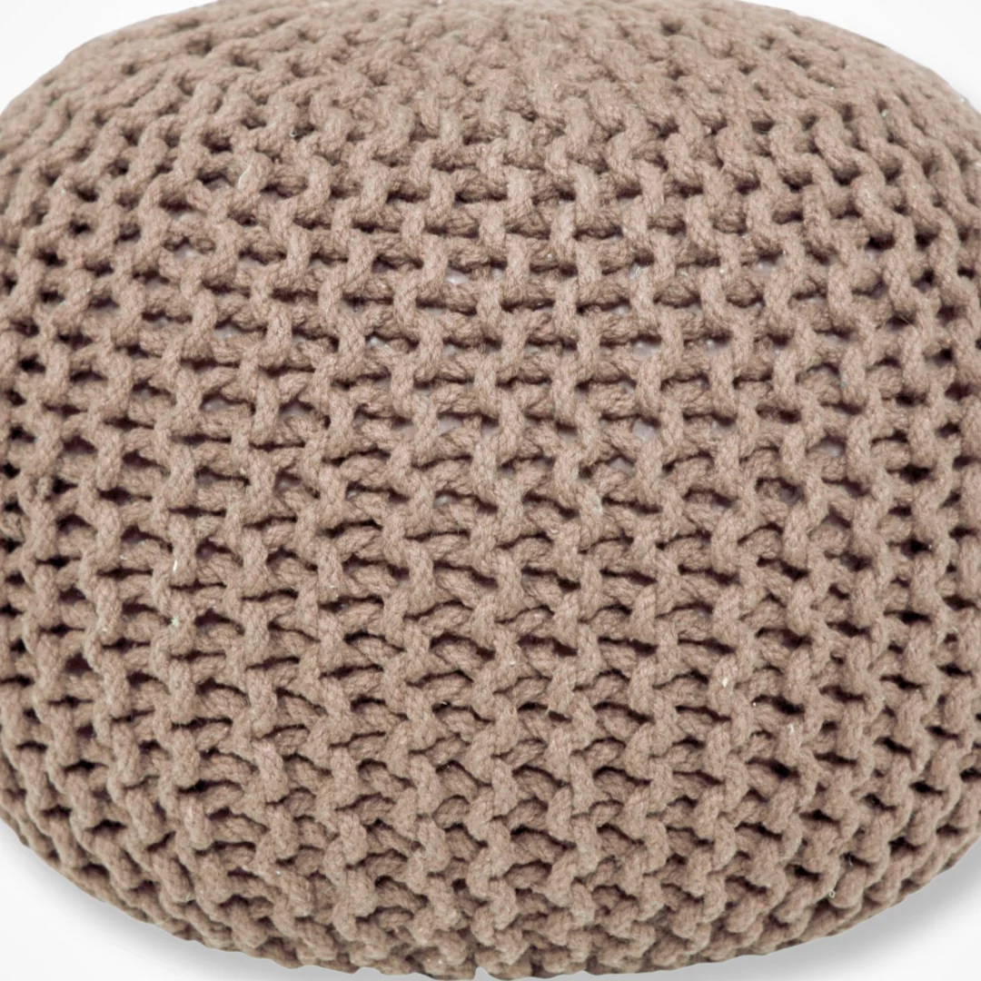 AANNY Lychee Cotton Large knitted Pouf 22 L X 22 W X 16 H