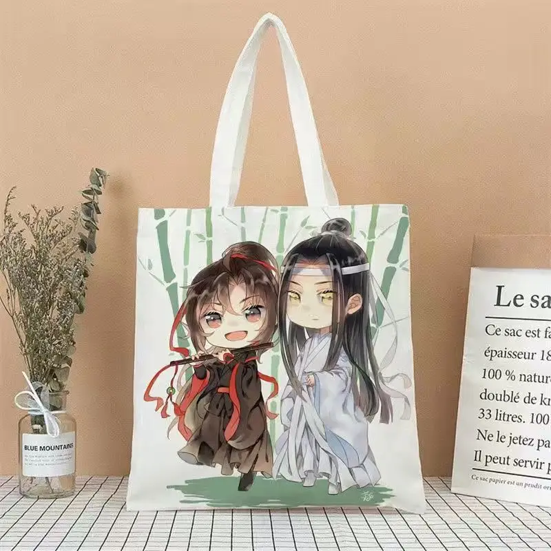 Mo Dao Zu Shi Cartoon Canvas Shoulder Bag Anime Grandmaster of Demonic Cultivation Cosplay Cute Casual Shopping Bag Handbag Gift