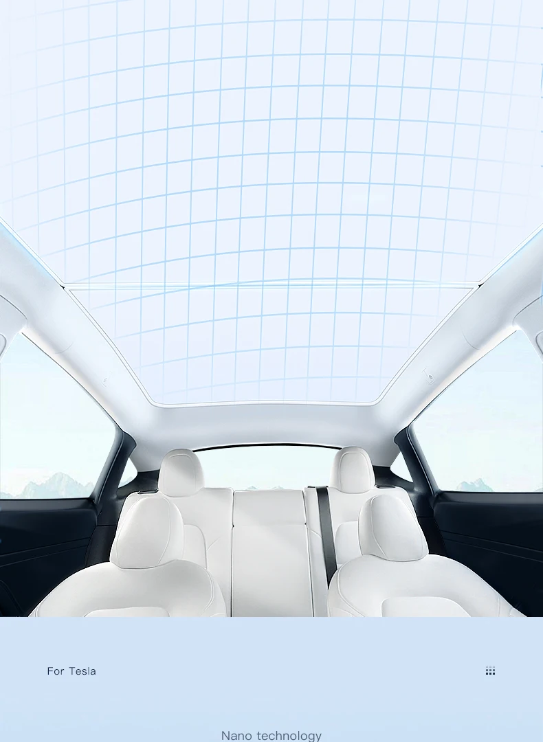 2PCS Für Tesla Modell 3/Y/3 Highland/Y Juniper Eis Tuch Schnalle Shades für Glas dach Vorne und Hinten Schiebedach Dachfenster Sonnenschirm – Detail 16