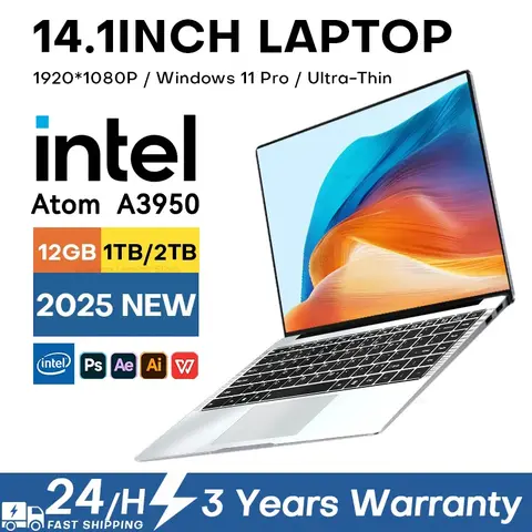 Ultratunn bärbar dator med Windows 11, 14,1 tum, 12 GB DDR4, 1 TB, 2 TB SSD, Intel A3950, bärbar speldator, 1920*1080, kontorsdator, studiedator 10 best sales anteckningsbokspel - №8