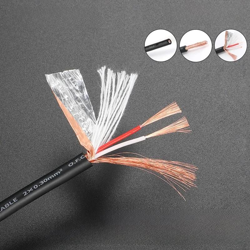Miedziana kabel sygnałowy Audio Hifi z podwójną osłoną zmodyfikowana kurtka pasuje do XLR RCA 1/4 ''6.35mm TS TRS Jack do mikrofonu — zdjęcie produktu 7