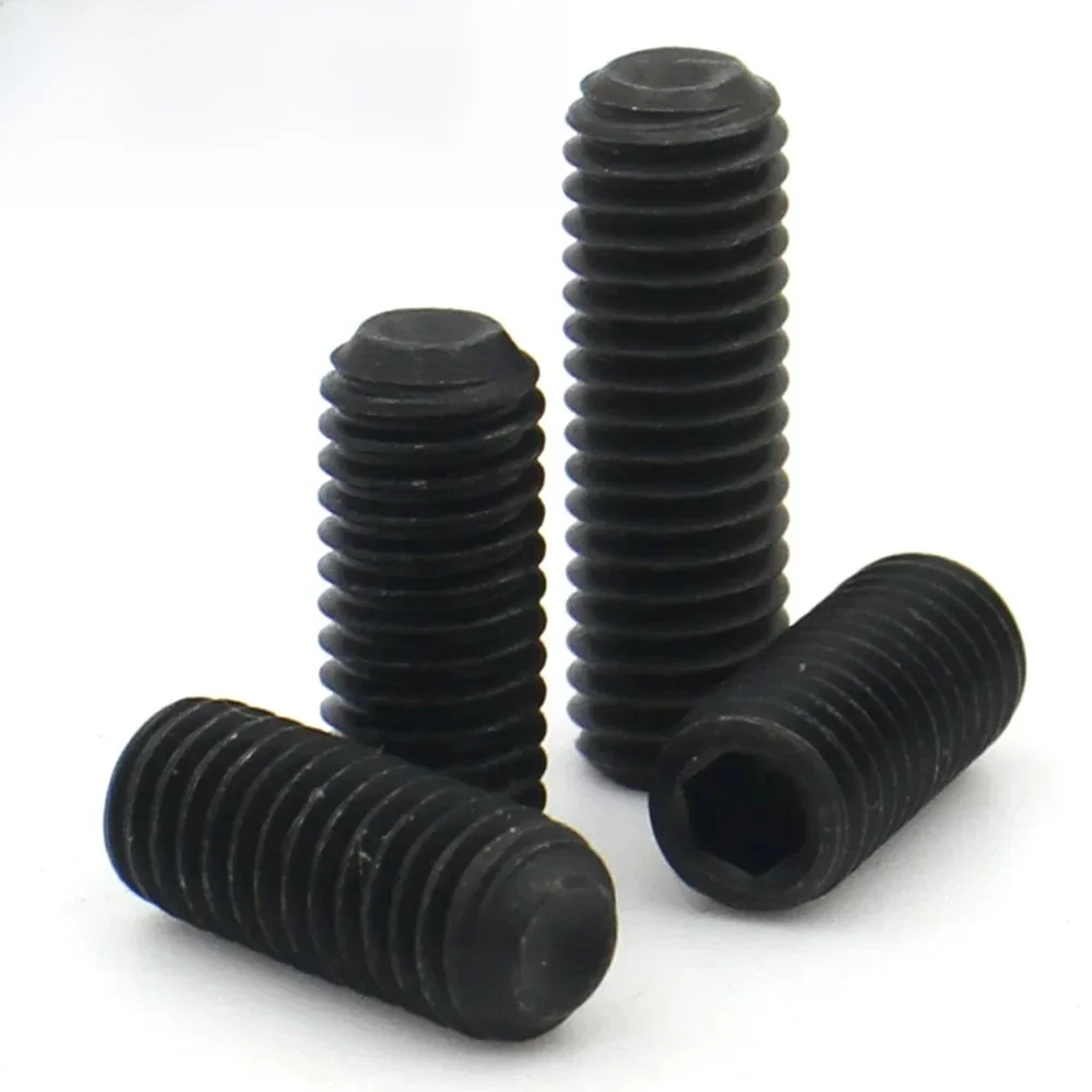 10 pièces M2 M2.5 M3 M4 M5 M6 M8 M10 Grade 12.9 en acier au carbone douille hexagonale sans tête pointe de tasse jeu d'extrémité Concave boulon à vis sans tête