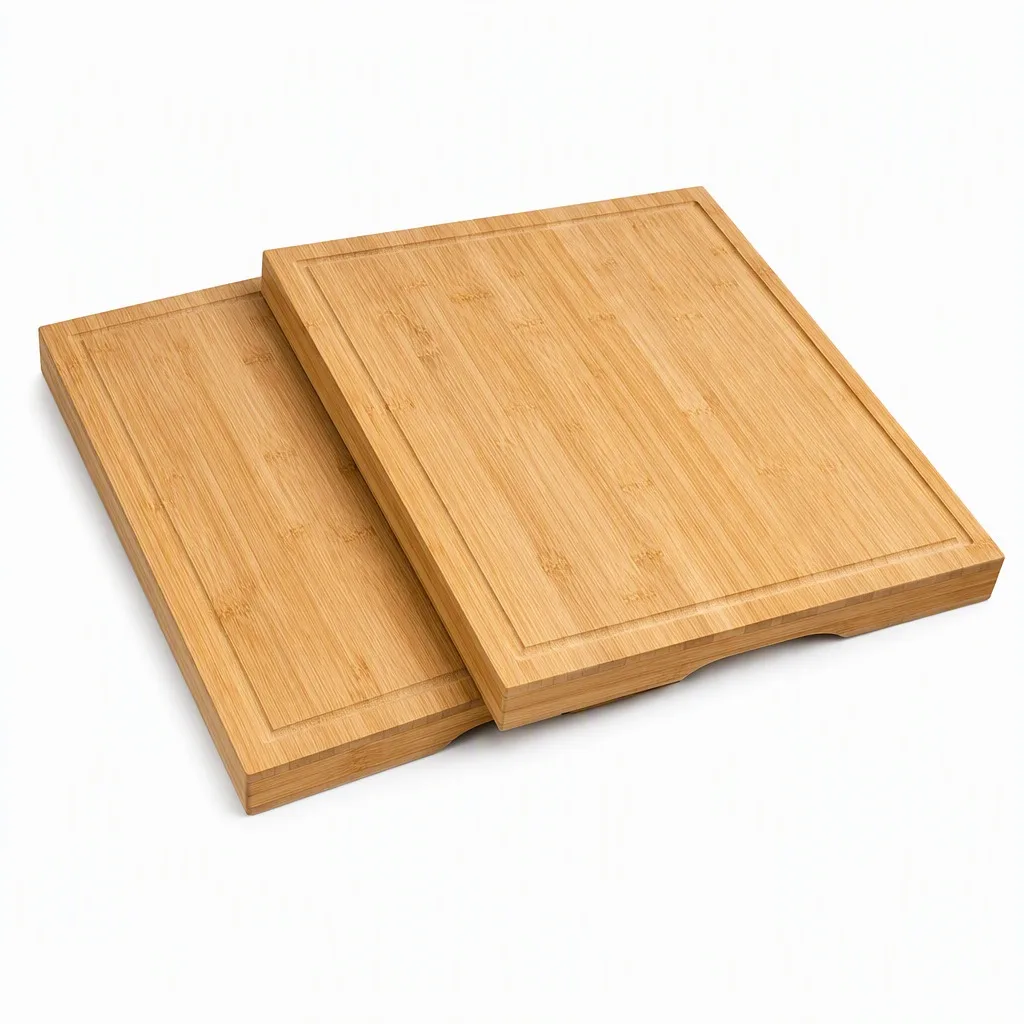 Set de 2 Tablas de Cortar de Bambú Natural para Cubrir Vitrocerámica y Encimera, Protector de Cocina Multiusos de 54x56x4cm, Superficie Resistente para Preparación de Alimentos