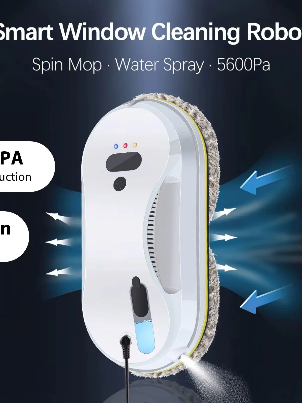 Household window automatic water spray cleaning robot vacuum cleaner remote control electric window wiper household glass wiper (white) — Zdjęcie 2 z 2