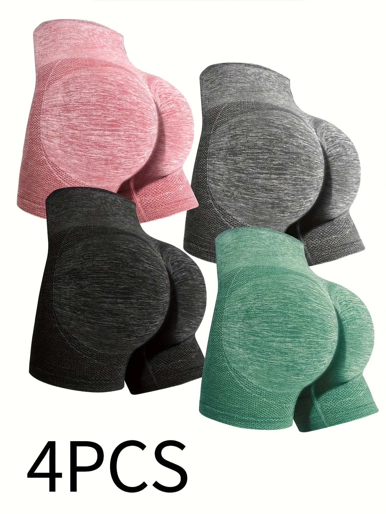 

4pcs Women's High-waisted Pants with Hip-lifting and Tummy-control Features Stretch Fabric, Three-dimensional Hip-lifting