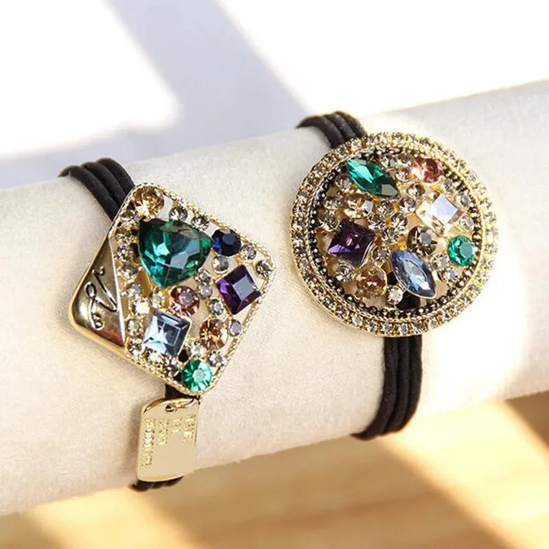 Koreańska moda Rhinestone elastyczne gumki do włosów dla dziewczynek krawat gumka do włosów liny Scrunchie akcesoria biurowe nakrycie głowy w kucyk — zdjęcie 2