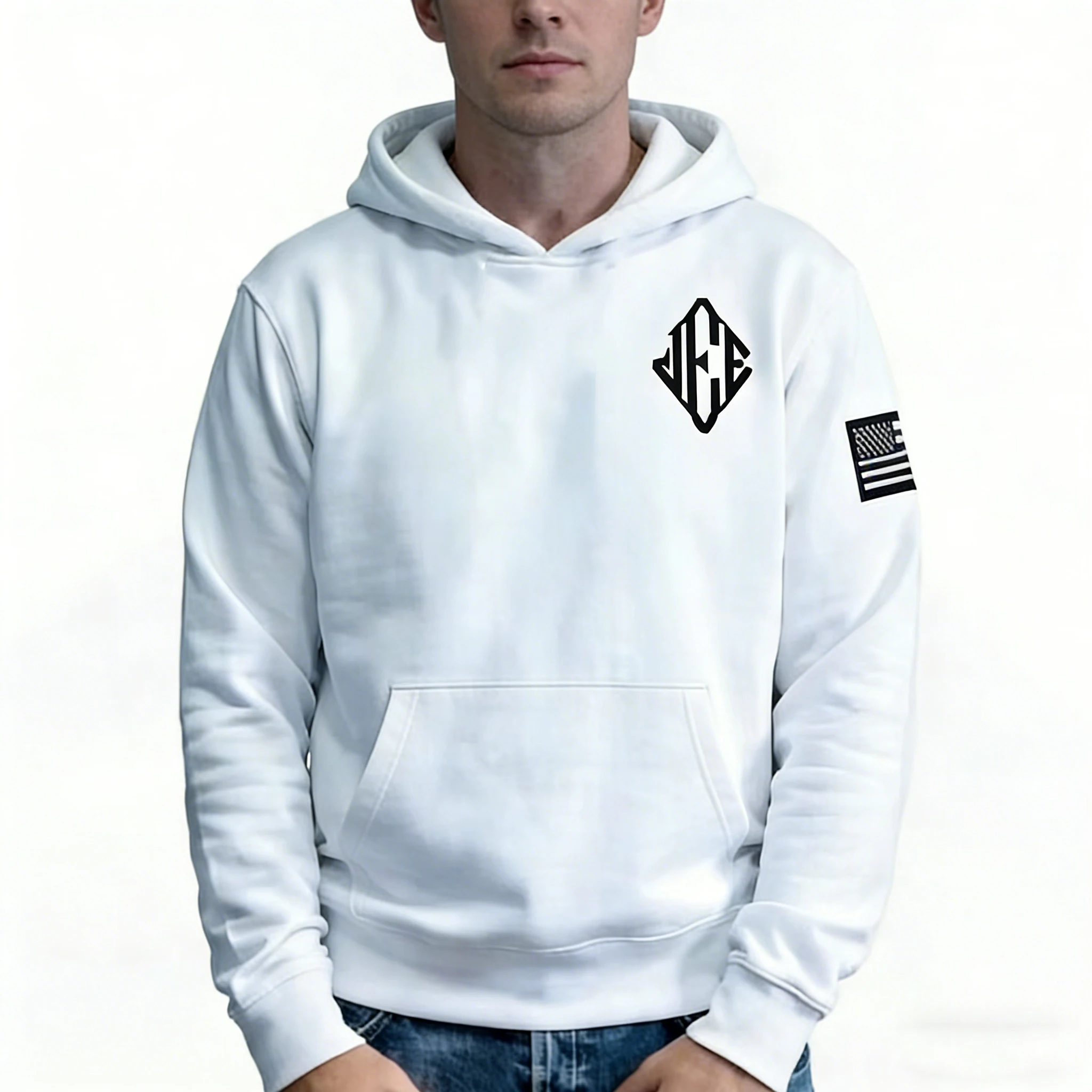 Y2K רטרו אפיסטון קפוצ'ון הדפס תלת מימד לגברים 100% כותנה סוודר קז'ואל רופף אמריקאי קלאסי טרנדי בגדי רחוב לגברים