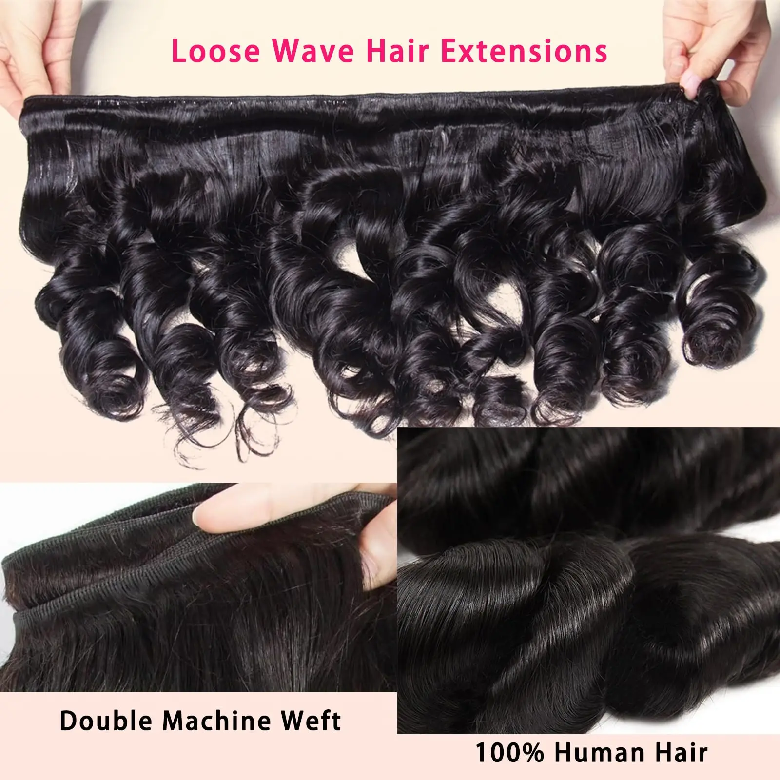 Human Hair Loose Wave 1 3 Bundles 100% Unprocessed Brazilian Virgin Hair Bundles Quick Weaves Hair Extensions Natural Black