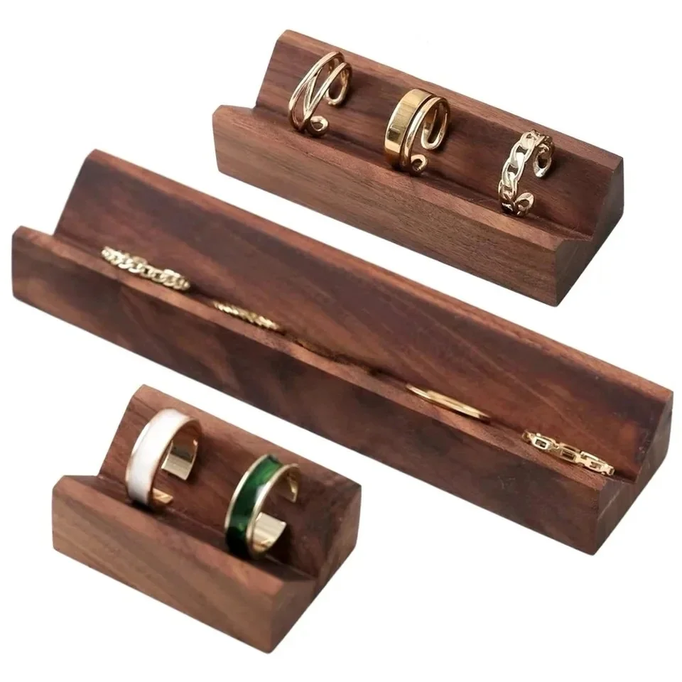 Walnuss V-Nut Ring Display Rack Ohrring Ring Lagerung Basis Schmuck Schießen Requisiten Ringe Organizer Multi Größe Verfügbar