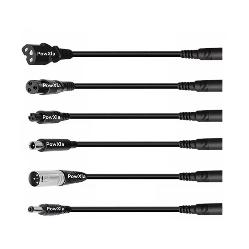 PowXla 6 Adapter Cables Kit DC5521 to DC5525/GX12/GX16/IEC/XLR Connectors for 42V/48V 3A Hoverboard e scooter accessories