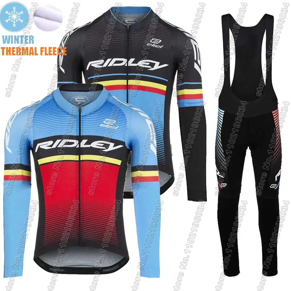 Winter Retro Team 2024 Cycling Jersey Set Men USA Clothing Suit Long Sleeve MTB Bike Road Pants Bib Ropa Ciclismo