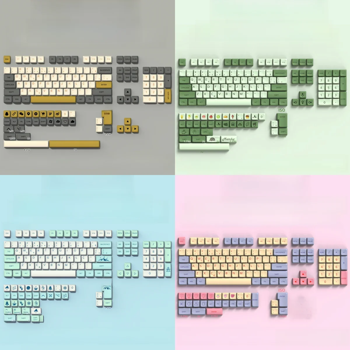 Abnt2 Brazil Portuguese Keycaps Iceberg Light Matcha XDA PBT Keycaps 7u Space Bar ISO Layout Key Caps For Mechanical Keyboard — zdjęcie produktu 6