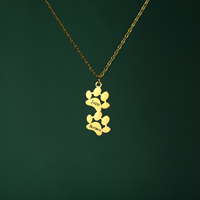 Lemegeton Dog Cat Paw Custom Name Necklace Stainless Steel Personalized Pet Memorial Jewelry Neck Chain Child Women Accessories