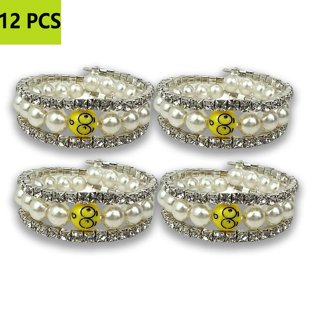 

12 pcs fashionable smiley pearl rings, show your unique personality, suitable for both gifts and personal use